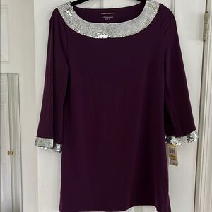 Charter Club Purple Dress with Silver Accents